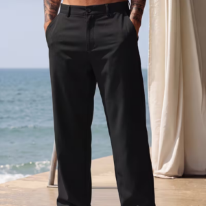Men's Lightweight Linen Straight-Leg Trousers