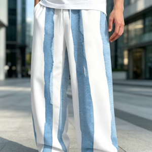Men's Vertical Striped Casual Straight-Leg Trousers