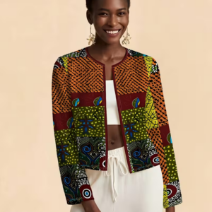 Women's African Wax Print Patchwork Cardigan Jacket