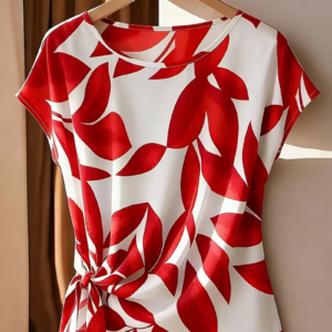 Women's Blouse with Pleated Cuffs & Tie Details