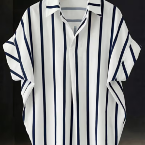 Women's Blue & White Striped Batwing Sleeve Blouse