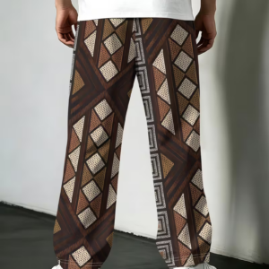 Men's African Tribal Print Wide-Leg Trousers